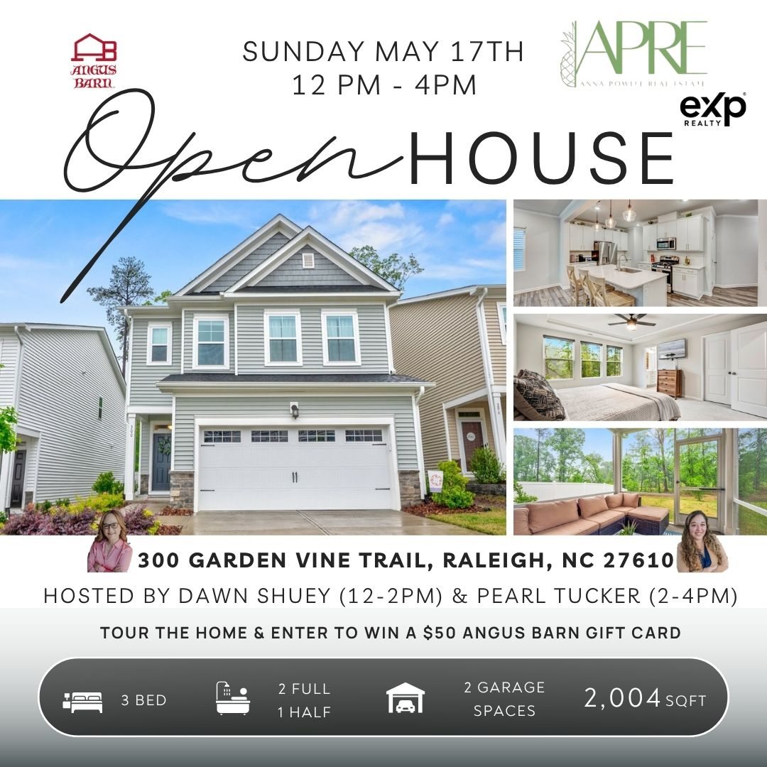 Open House This Sunday in Raleigh, NC at 300 Garden Vine Trail